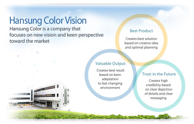 Han Sung Color Vision Hansung Color is a company that focuses on new vision and keen perspective toward the market